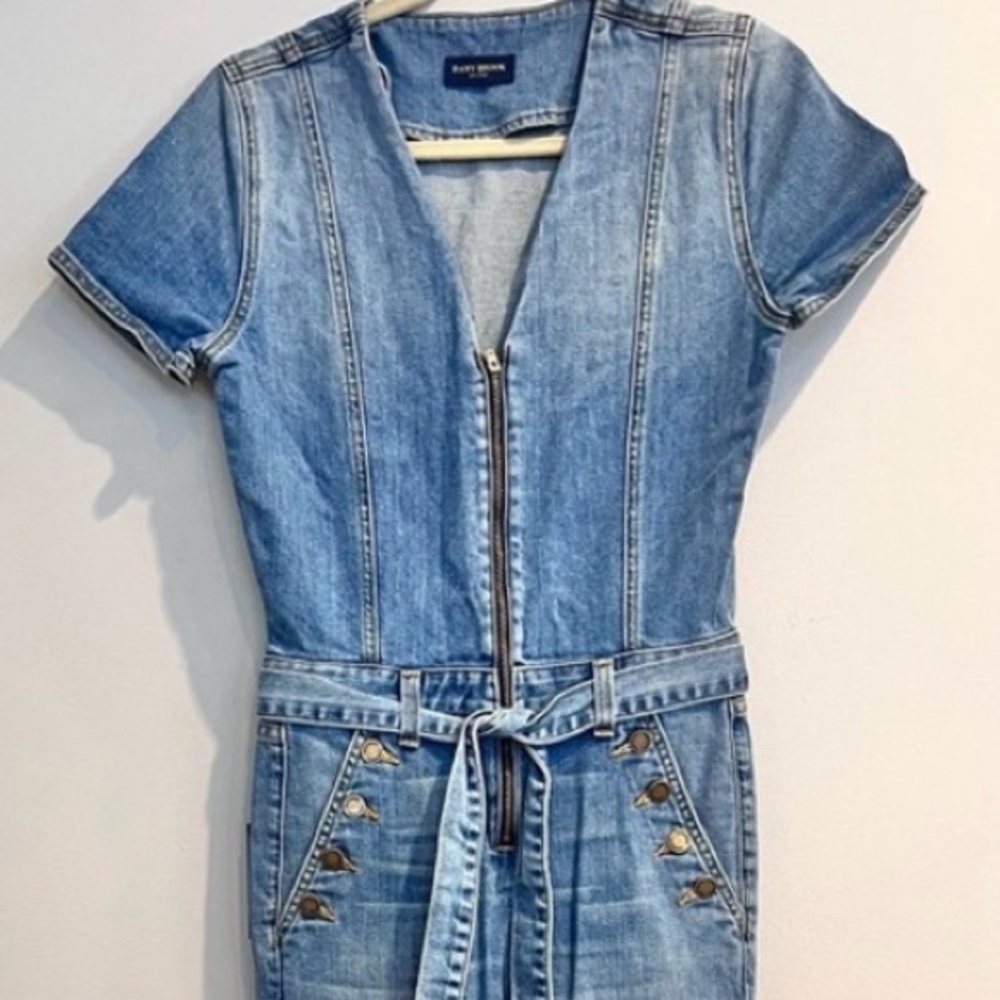 Ramy Brook Helena Zip Front Flare  Denim Jumpsuit